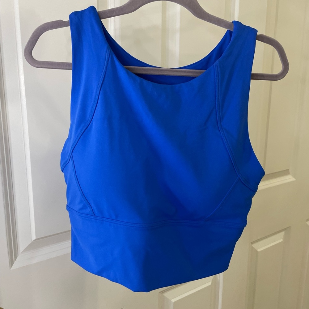 blue long sports bra